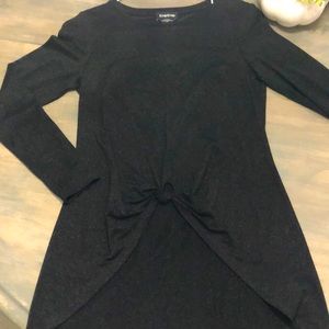 Bebe long sleeve black sparkly tunic top with tied front. Size XS. Like new.